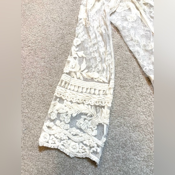 🔥POL Creme Sheer Crochet Victorian Heart Boho Tunic Women Small Medium Cotton - Picture 8 of 10